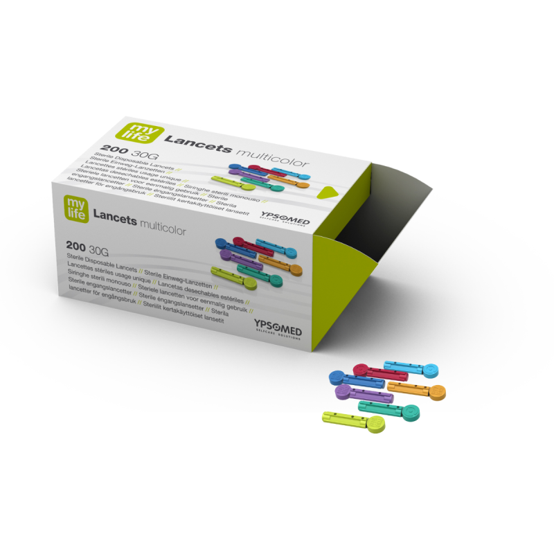 LANCETS 30G MYLIFE MULTICOLOUR 200PC INT