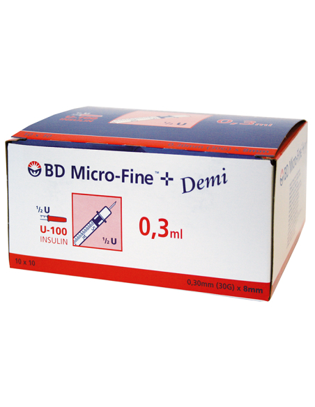 SERINGUE MICROFINE 0,3ML 10X10U 8MM 30G INS