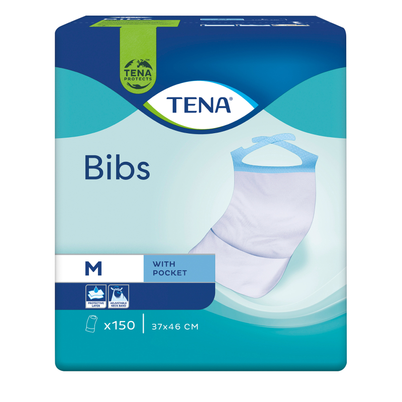 BAVOIR TENA BIB M 37X46CM 6X150U