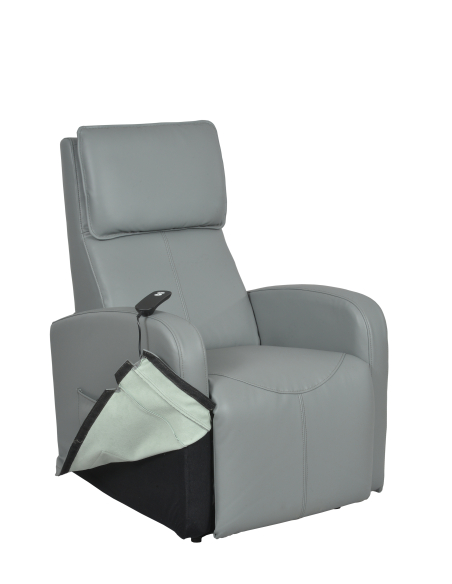 FAUTEUIL RELAX ELECTRIQUE HEVIZ 1 MOTEUR VINYLE SILIGRIS (DEHOUSSABLE)