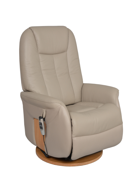 FAUTEUIL RELEVEUR PIVOTANT TOUNDRA 2 MOTEURS CUIR/PU GRIS PERLE