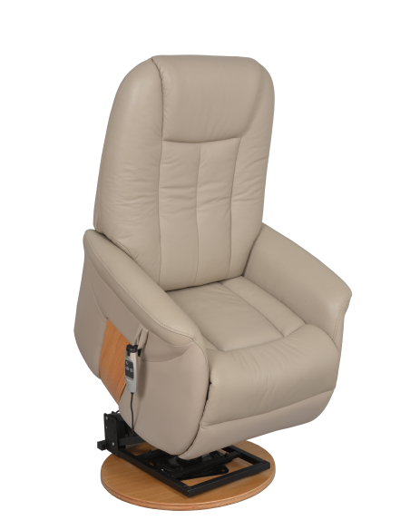 FAUTEUIL RELEVEUR PIVOTANT TOUNDRA 2 MOTEURS CUIR/PU GRIS PERLE