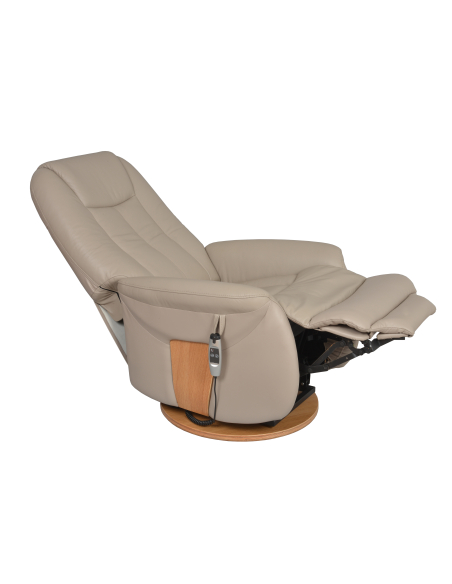 FAUTEUIL RELEVEUR PIVOTANT TOUNDRA 2 MOTEURS CUIR/PU GRIS PERLE