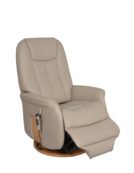 FAUTEUIL RELEVEUR PIVOTANT TOUNDRA 2 MOTEURS CUIR/PU GRIS PERLE