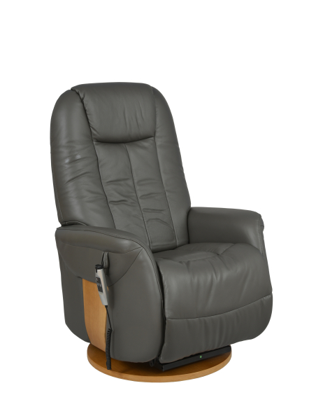 FAUTEUIL RELEVEUR PIVOTANT TOUNDRA 2 MOTEURS CUIR/PU GRIS FONCE