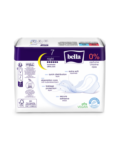 Serviettes hygiéniques utra minces BELLA PERFECTA PURE NIGHT A7