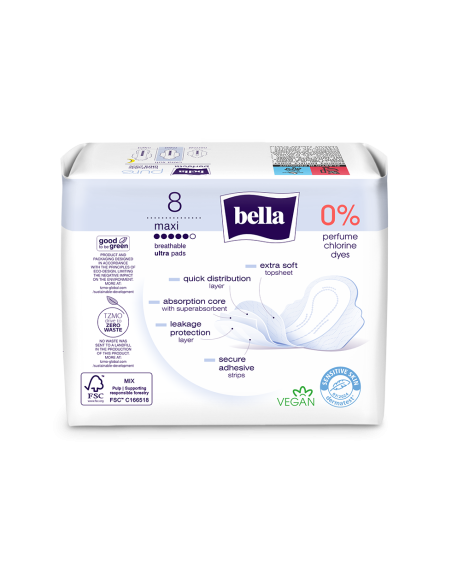 Serviettes hygiéniques utra minces BELLA PERFECTA PURE MAXI A8