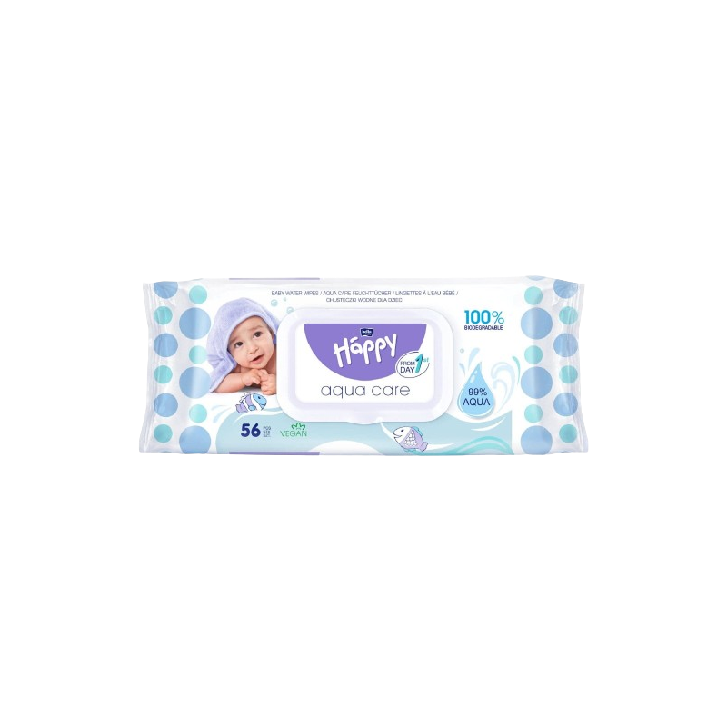Lingettes imprégnées BBH AQUA CARE...
